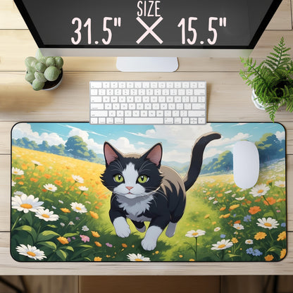 Cat in a Flower Field Gaming MousePad | 3 Styles To Choose From