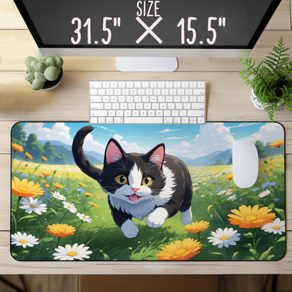 Cat in a Flower Field Gaming MousePad | 3 Styles To Choose From