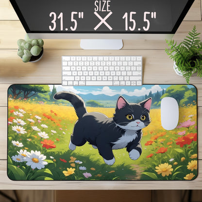 Cat in a Flower Field Gaming MousePad | 3 Styles To Choose From
