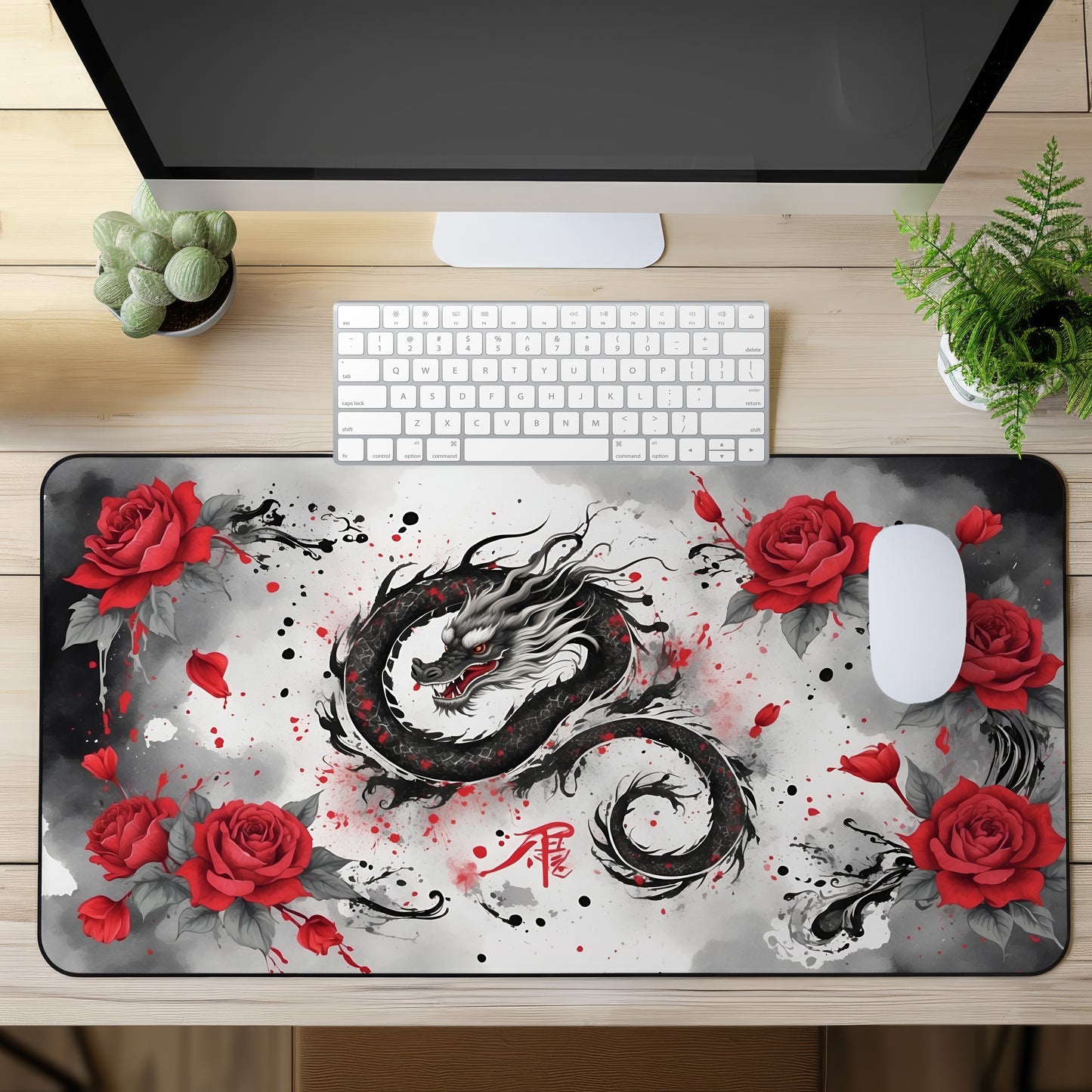 Dragon With Roses Gaming MousePad | 3 Styles to Choose From