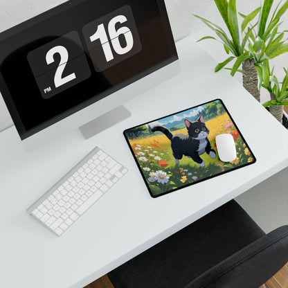 Cat in a Flower Field Gaming MousePad | 3 Styles To Choose From